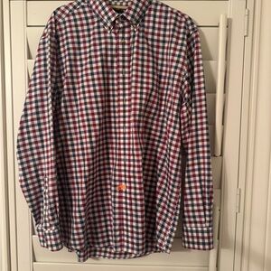 Jos. A. Bank Red and Blue Plaid Button Down Shirt